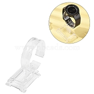 Plastic Bracelet Displays, C Type Single Watch/Bracelet Display Stand, Clear, 94x60x40mm(BDIS-B001-2)