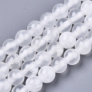 Natural Selenite Beads Strands, Round, Grade A, Grade A, 6mm, Hole: 0.9mm, about 64~65pcs/strand, 15.35 inch~15.59 inch(39~39.6cm)(G-N328-025C-01)