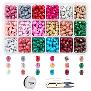 DIY Baking Painted Drawbench Glass Beads Stretch Bracelet Making Kits, include Sharp Steel Scissors, Elastic Crystal Thread, Stainless Steel Beading Needles, Mixed Color, Beads: 8x6mm, Hole: 1mm, 900pcs/set(DIY-FH0001-031)