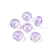 Baking Paint Transparent Glass European Beads, Large Hole Beads, AB Color Plated, Faceted, Rondelle, Lavender, 13~14x7.5~8mm, Hole: 5.5~6mm(GPDL-N005-C14mm-A04)