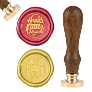 DIY Scrapbook, Brass Wax Seal Stamp and Wood Handle Sets, Happy Easter To You, Golden, 8.9x2.5cm, Stamps: 25x14.5mm(AJEW-WH0100-741)