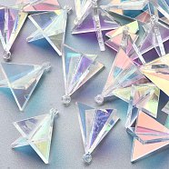 Transparent Acrylic Pendants, Laser Style, 3D Triangle, Loops, Clear, 21.5x21.5x21.5mm, Hole: 1.5mm(KY-S163-193)