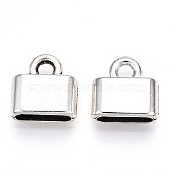 Tibetan Style Alloy Charms, Cadmium Free & Lead Free, Lock, Antique Silver, 13x12.5x5mm, Hole: 2.8mm, Inner Diameter: 10x2.5mm(TIBE-N012-09AS)