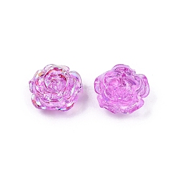 Transparent ABS Plastic Beads, Half Drilled, Flower, Violet, 15x16x6.5mm, Hole: 1.2mm(KY-G019-01F)