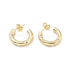Acrylic Pearl C-shape Stud Earrings, Rack Plating Brass Half Hoop Earrings for Women, Cadmium Free & Lead Free, Real 18K Gold Plated, 20x4mm, Pin: 0.8mm(EJEW-G288-38G)