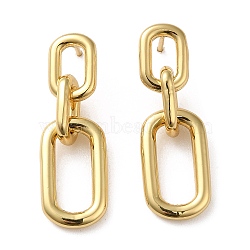 Rack Plating Brass Hollow Oval Dangle Stud Earrings for Women, Lead Free & Cadmium Free, Long-Lasting Plated, Real 18K Gold Plated, 30x10mm(EJEW-Z019-13G)