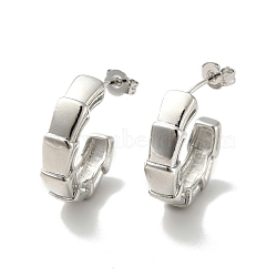 Rack Plating Brass Rectangle Wrap Stud Earrings, Half Hoop Earrings for Women, Cadmium Free & Lead Free, Platinum, 21x5.5mm, Pin: 0.8mm(EJEW-I268-01P)