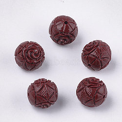Synthetic Coral Beads, Dyed, Floral, Brown, 13.5~14x13.5mm, Hole: 1.5mm(CORA-S027-14E)