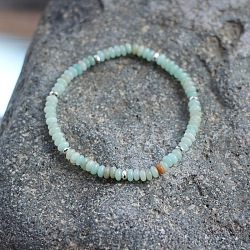 Natural Flower Amazonite Rondelle Beaded Stretch Bracelets, Boho Jewelry for Women, 5.91 inch(15cm)~7.87 inch(20cm)(UT5328-2)