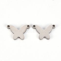 201 Stainless Steel Pendants, Laser Cut, Butterfly, Stainless Steel Color, 8x12x1mm, Hole: 1mm(STAS-Q238-026)