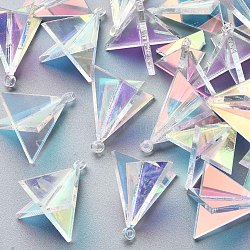 Transparent Acrylic Pendants, Laser Style, 3D Triangle, Loops, Clear, 21.5x21.5x21.5mm, Hole: 1.5mm(KY-S163-193)