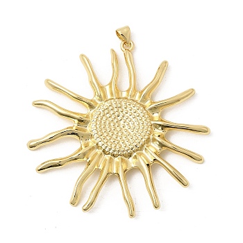 Brass Big Pendants, Sun Charms, Long-Lasting Plated, Rack Plating, Lead Free & Cadmium Free, Real 18K Gold Plated, 54.5x51.5x3mm, Hole: 4.5x3.5mm