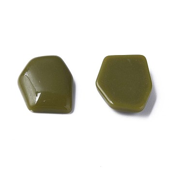 Opaque Acrylic Cabochons, Irregular Hexagon, Dark Olive Green, 25.5x19.5x5.5mm, about 253pcs/500g