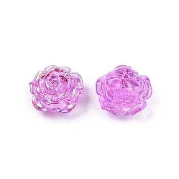 Transparent ABS Plastic Beads, Half Drilled, Flower, Violet, 15x16x6.5mm, Hole: 1.2mm