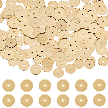 Brass Spacer Beads, Long-Lasting Plated, Disc, Golden, 8x0.5mm, Hole: 0.9mm, 300pcs/box