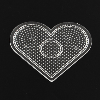 Heart Pegboards for 3x2.5mm Mini Fuse Beads, Clear, 80x90x2.5mm