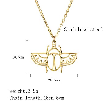 Stainless Steel Geometric Artistic Hollow Animal Pendant Necklaces, Clavicle Chain Necklaces for Women, Golden, Insects, 17.72 inch(45cm)