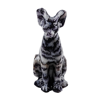 Natural Zebra Jasper  Carved Egyptian Cat Figurines Statues for Home Office Desktop Decoration, 30x80mm