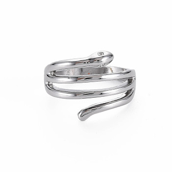 Snake Shape Rack Plating Alloy Wide Band Rings, Cadmium Free & Lead Free, Platinum, US Size 11 1/2(20.9mm)