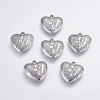 CCB Plastic Pendants, Heart, Antique Silver, 25.5x25x6.5mm, Hole: 2mm