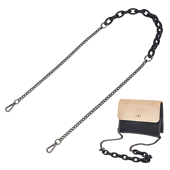Acrylic & Iron Chain Bag Straps, with Alloy Swivel Clasps, Gunmetal, 119.1cm
