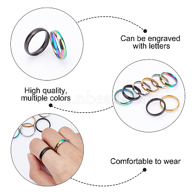 ARRICRAFT 8Pcs 4 Colors 304 Stainless Steel Simple Plain Band Finger Ring for Women(RJEW-AR0002-01)-4