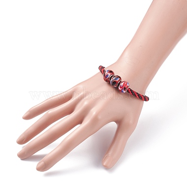 Bracelet triple cordon tressé fait main en perles de chalumeau pour femme(BJEW-JB07598)-3