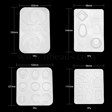 4個のジオメトリ/ティアドロップ/レターペンダント＆リンクシリコンモールド(DIY-LS0003-21)-2