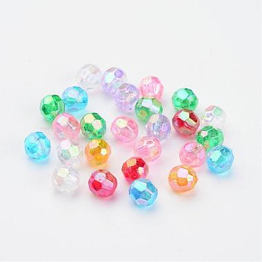 AB Color Transparent Acrylic Faceted Round Beads(X-PL642)-2
