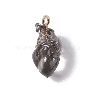 Golden Gray Heart Iron+Resin Pendants