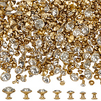 280 Sets 7 Styles Iron & Brass Double Cap Rivets, Semi-Tublar Rivet, with Crystal Rhinestone, for DIY Leather Crafts, Jeans Decoration, Golden, 5~11x3~10mm, 40 sets/style(KK-FG0001-19G)