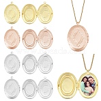 8Pcs 4 Colors Brass Locket Pendants, Pendant Cabochon Settings, Oval, Mixed Color, 33.5x24x5mm, Hole: 1.6mm, Inner Diameter: 23x16mm, 8pcs/set(KK-CA0002-85)