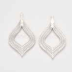 Brass Pendants, Etched Metal Embellishments, Cadmium Free & Nickel Free & Lead Free, Platinum, 39x22x0.3mm, Hole: 1mm(KKC-T001-31P)