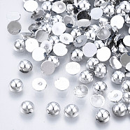 ABS Plastic Cabochons, Half Round, Platinum, 4x2mm, about 10000pcs/bag(OACR-S034-4mm-02)