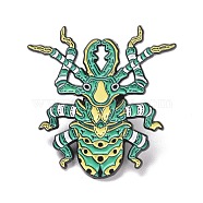 Insect Enamel Pin, Animal Alloy Badge for Backpack Clothes, Electrophoresis Black, Medium Aquamarine, 38.5x37.5x1.5mm, Pin: 1.3mm(JEWB-H006-22EB)