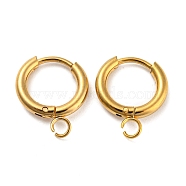 304 Stainless Steel Huggie Hoop Earring Findings, Wire Wire with Horizontal Loops, Real 18K Gold Plated, 14x12x2mm, Hole: 2mm(STAS-Z047-15G)