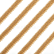 Metallic Centipede Braid Lace Trimming, Craft Ribbon for Bridal, Costume, Jewelry, Crafts and Sewing, Gold, 5/8 inch(15mm)x1.5mm, about 15yards/card(13.716m/card)(OCOR-WH0058-02G)