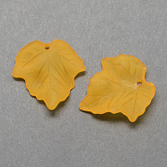 Autumn Theme Transparent Acrylic Maple Leaf Pendants, Frosted, Goldenrod, 24x23x3mm, Hole: 1mm(X-FACR-R006-06)