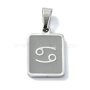 304 Stainless Steel Pendants, with Enamel, Stainless Steel Color, Rectangle with Constellation Charms, Cancer, 16x11x1.5mm, Hole: 5.5x3mm(STAS-C097-56P-02)