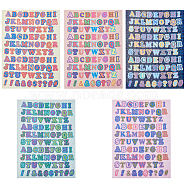 10 Sheets 5 Colors PVC Adhesive Stickers, for Card-Making, Scrapbooking, Diary, Planner, Envelope & Notebooks, Letter A~Z, Mixed Color, 134x97mm, 2 sheets/color(STIC-GF0001-16)