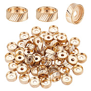 Alloy Spacer Beads, Textured, Flat Round, Light Gold, 10x4mm, Hole: 2.5mm, 64pcs/box(PALLOY-BC0001-10)