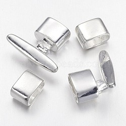 Silver Color Plated Brass T Bar Hook Clasps, with Slider Beads/Slide Charms, For Leather Cord Bracelets Making, Nice for Bracelet Making, Size: about 21mm wide, hole: 8~9mm long, 5mm wide(X-KK-H271-S)