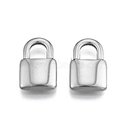 201 Stainless Steel Pendants, Lock, Stainless Steel Color, 19x12x3.5mm, Hole: 5.5x6.5mm(STAS-N099-08B)