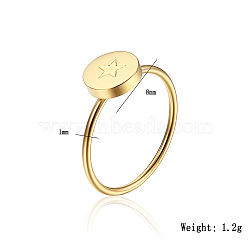 Stylish Stainless Steel Flat Round with Star Ring for Women's Daily Wear, Golden(GH9687-3)