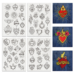 4 Sheets 11.6x8.2 Inch Stick and Stitch Embroidery Patterns, Non-woven Fabrics Water Soluble Embroidery Stabilizers, Heart, 297x210mmm(DIY-WH0455-120)