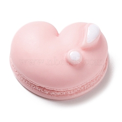 Opaque Resin Enamel Decoden Cabochons, Imitation Food, Heart Shaped Macaron, Pink, 17x21.5x9.5mm(RESI-M032-02C)