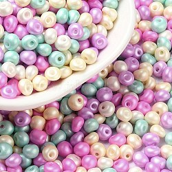 6/0 Glass Seed Beads, Opaque Colours Luster, Teardrop, Colorful, 4~5x4~4.5x3~4mm, Hole: 0.8~0.9mm, about 5625pcs/pound(SEED-L011-08A-01)