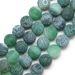 Natural Weathered Agate Bead Strands, Frosted, Dyed, Round, Sea Green, 7.5~8mm, Hole: 1.2~1.4mm, about 49pcs/strand, 15.5 inch(X-G-S237-8mm-06)