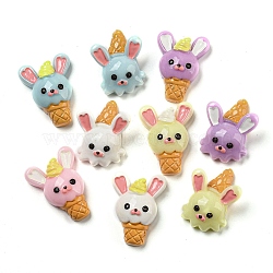 Opaque Resin Decoden Cabochons, Rabbit Shape Ice Cream, Mixed Color, 33~34x25~26x13~15mm(RESI-P037-03)