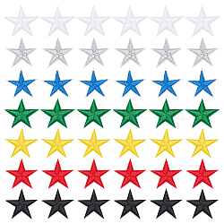 42Pcs 7 Colors Computerized Embroidery Cloth Iron on/Sew on Patches, Applique DIY Costume Accessory, Star, Mixed Color, 3x3cm, 6pcs/color(DIY-GF0006-41)